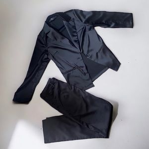 Vintage Satin Blazer Suit Set